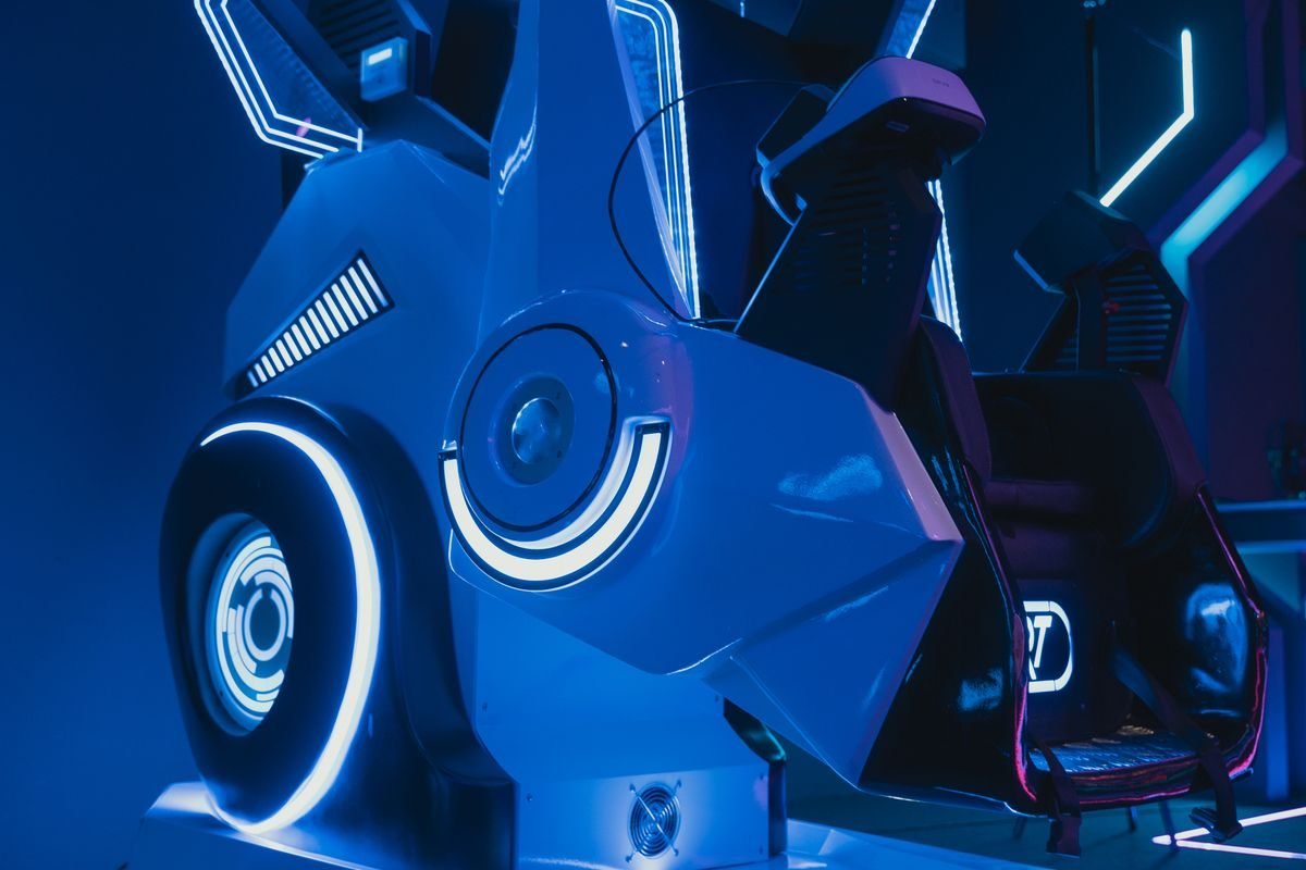 Moulded bodywork of a VR motorcycle simulator