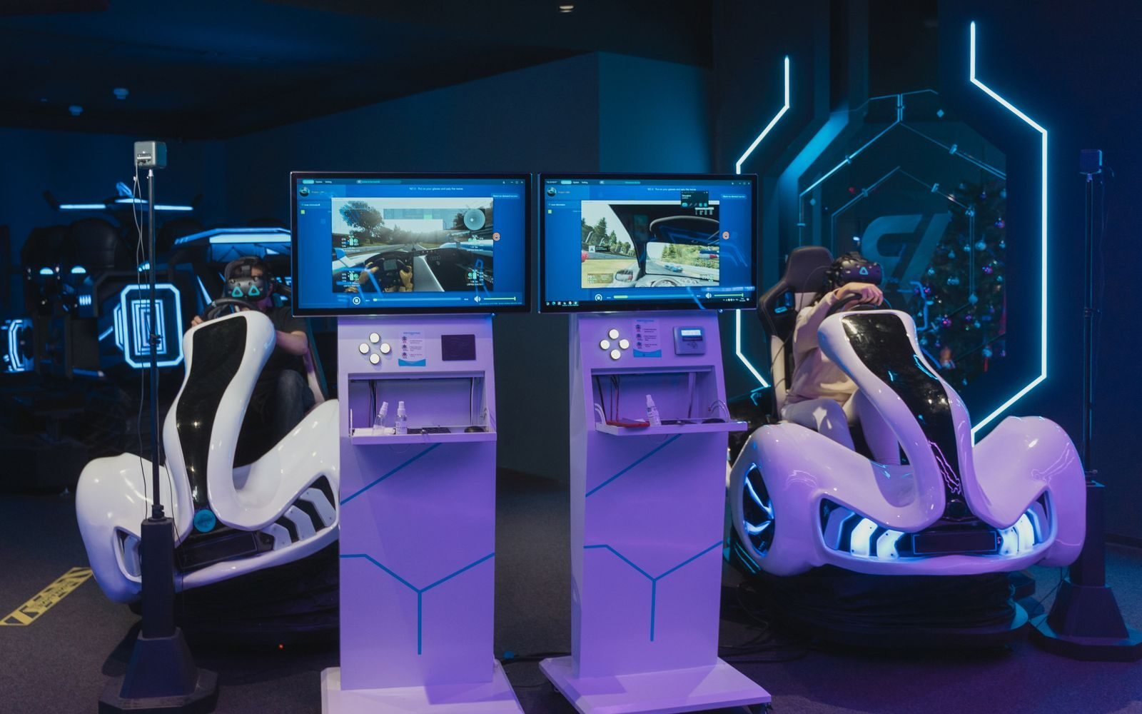 Arcade floor with two VR motorcycle machines